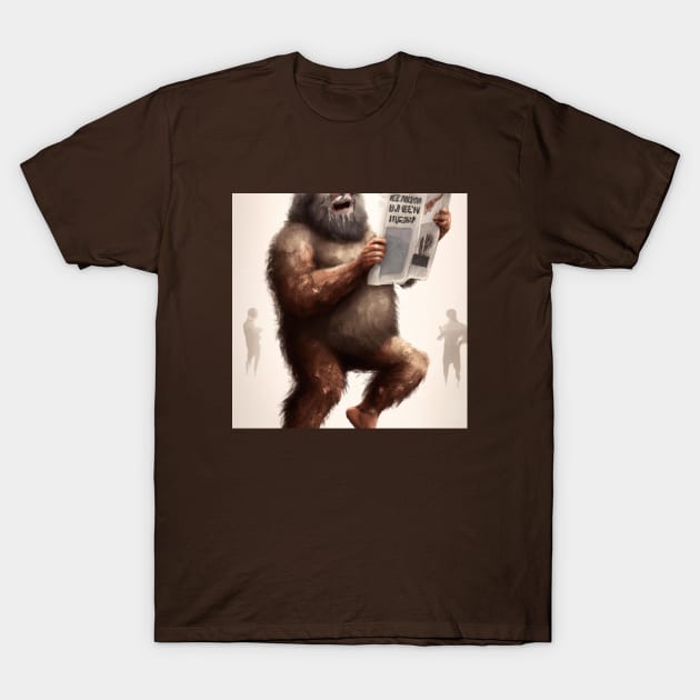 Bigfoot Enjoys Seeing His Name in Print T-Shirt by Star Scrunch